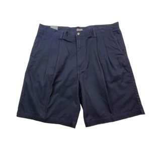 CC - St. John's Bay Classic Double Pleated Shorts Men 42 Navy Blue Casual NWT